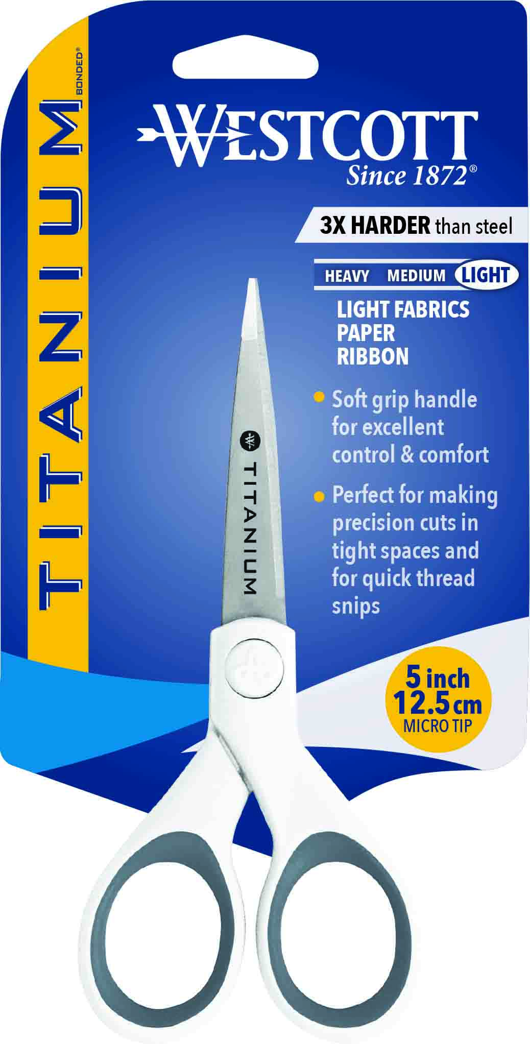 Westcott 5" Straight Titanium Bonded Craft Scissors with Micro Tip (16376)