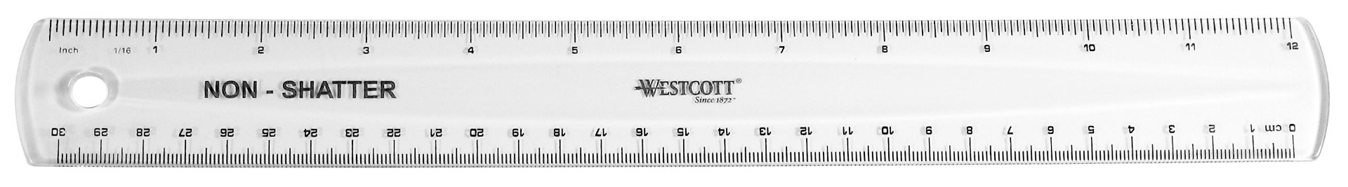 Westcott 12" English and Metric Plastic Ruler, Clear (45012)