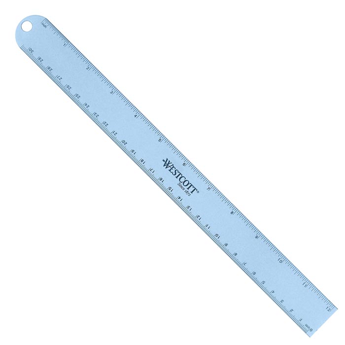 Westcott English and Metric Anodized Aluminum Ruler, 12-Inches, Blue (14767)