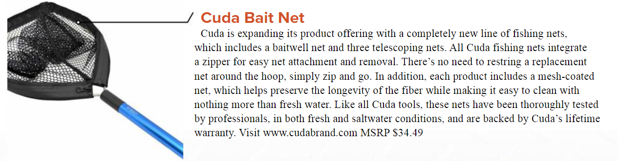 Cuda Bait Net - Featured in the April issue of Great Days Outdoors, April 2018