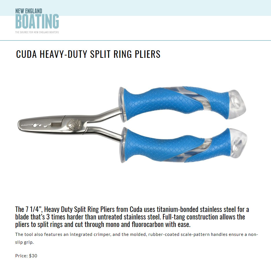 Cuda Heavy-Duty Split Ring Pliers - Featured in New England Boating, July 2018