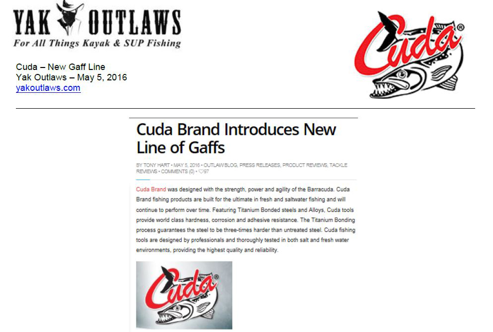 Cuda Brand introduces new line of Gaffs