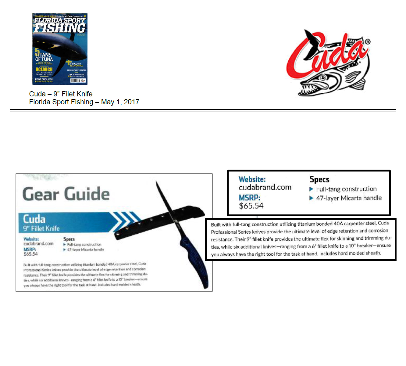 Gear Guide - Featured in Florida Sport Fishing – May 1, 2017