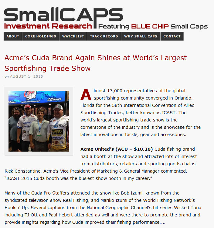Acme's Cuda Brand Again Shines at World’s Largest Sportfishing Trade Show